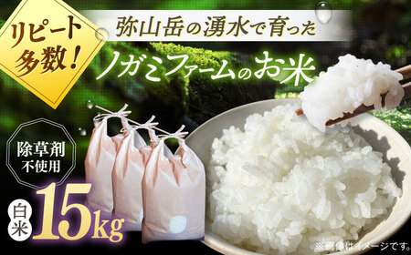 【 令和6年産】弥山岳の岩清水で育ったノガミファームの お米 白米 15kg ( 5kg ×3袋） 桂川町/NOGAMI FARM [ADAU006] 米 白米 お米 コメ こめ 小分け 農家 直送 