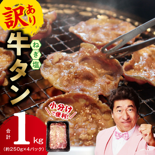 ねぎ塩 牛タン(成型)合計 1kg 小分け 250g×4 牛タン