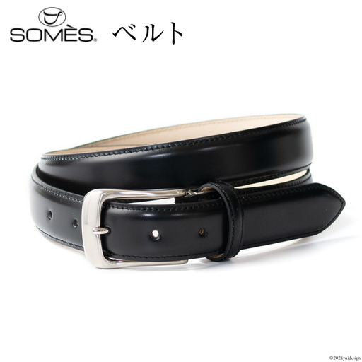 [ベルト] SOMES ベルト 本革 M-05 ラウンド型 ブラック