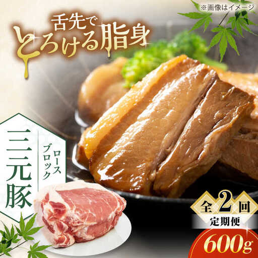[全2回定期便]平田牧場 ロース ブロック 600g 豚肉 ローストポーク 煮豚 煮物 [AJAP094]