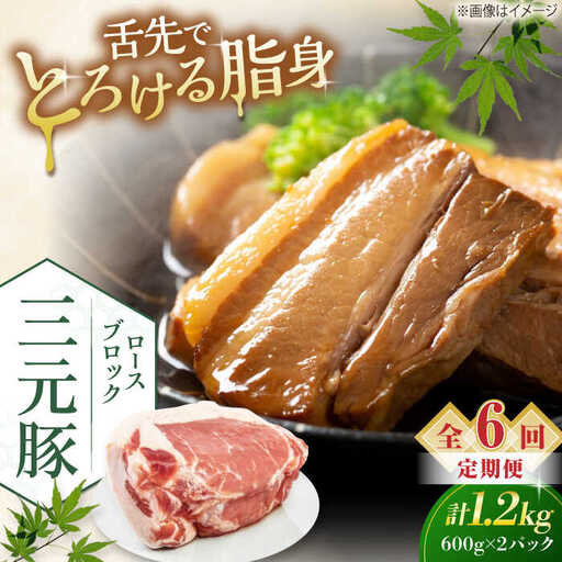 【全6回定期便】平田牧場 ロース ブロック 1.2kg (600g×2P) 豚肉 ローストポーク 煮豚 [AJAP100]