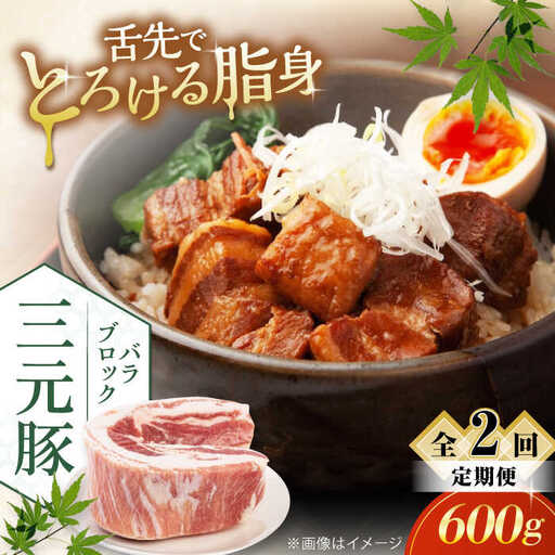 [全2回定期便]平田牧場 バラ ブロック 600g 豚肉 煮豚 [AJAP102]