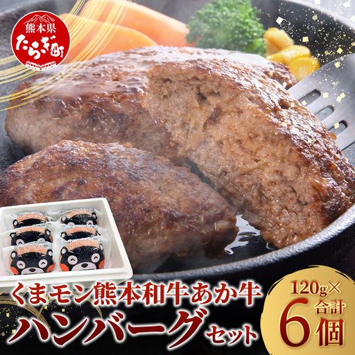 熊本和牛 あか牛 100％ ハンバーグ 120g×6個（720g）くまモンパッケージ 046-0639