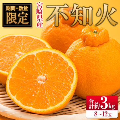 [2027年発送]宮崎県産 不知火(しらぬい) 約3kg(8〜12玉入)