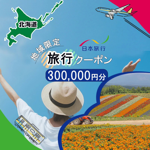 地域限定旅行クーポン300,000円分 日本旅行 トラベルクーポン 納税チケット 旅行 宿泊券 ホテル 観光 旅行 旅行券 交通費 体験 宿泊 夏休み 冬休み 家族旅行 ひとり旅 カップル 夫婦 親子 北海道旅行 F6S-144
