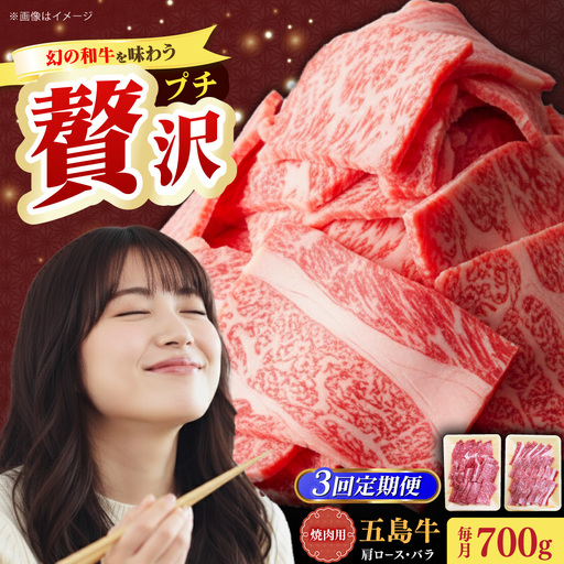 【全3回定期便】五島牛焼肉セット 肩ロース バラ 700g 約4人前[RAT006] 肉 焼肉 牛肉 五島牛 切り落とし 定期便 肉 焼肉 牛肉 五島牛 切り落とし 定期便九州 長崎