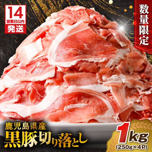 【14営業日以内に発送】【数量限定】鹿児島県産 黒豚切り落とし 1kg K025-001_02 肉 豚肉 冷凍 スピード配送 最短 すぐ届く お急ぎ