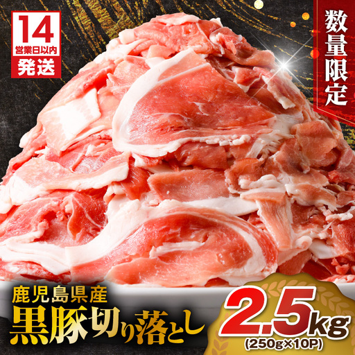 【14営業日以内に発送】【数量限定】鹿児島県産 黒豚切り落とし 2.5kg K025-001_05 肉 豚肉 冷凍 スピード配送 最短 すぐ届く お急ぎ