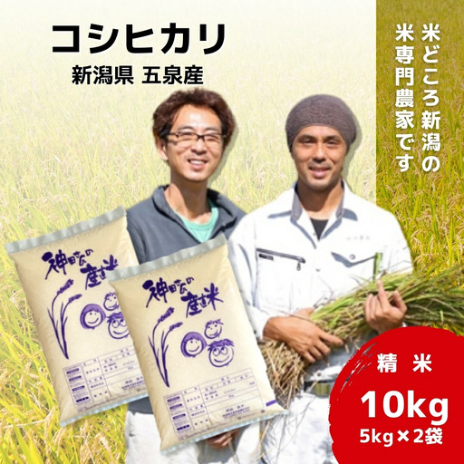 令和7年産 五泉産コシヒカリ 10kg（5kg×2袋）わくわく農場