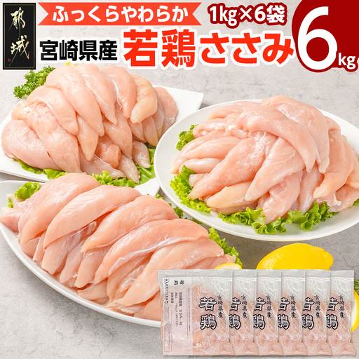 宮崎県産若鶏 ささみ(6kg)〔13-G301〕_(都城市) 若鶏 鶏肉 真空 ささみ 宮崎県 平飼い ハーブ ふっくら ジューシー サラダ メイン 冷凍 便利 保水性 やわらか 冷凍 便利 保水性 やわらか ふっくら ジューシー