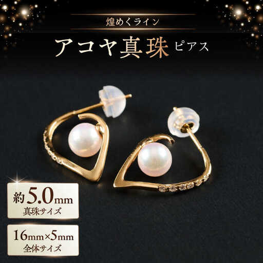 煌めくライン5.0mm アコヤ真珠ピアス(ケース付き) / 佐賀県 