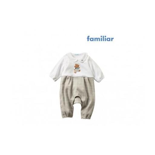 カバーオール（秋冬～春）【ファミリア】 60cm グレー familiar  (150795) │綿100％ 日本製 半袖 通気性 子供服 こども服 ベビーウェア ベビー服 キッズ BABY 子育て ママ 出産祝い プレゼント ギフト お祝い 三重県 四日市市 ふるさと納税