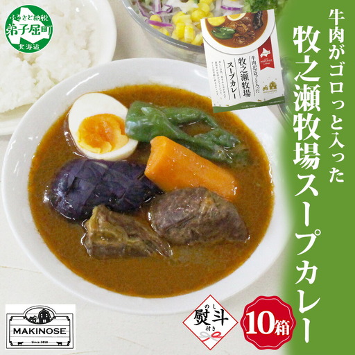 無地熨斗 ビーフ スープカレー 300g 10箱 カレー ビーフカレー スープ 牛 牛肉 放牧牛 牧場 レトルトカレー レトルト食品 レトルト 湯煎 レンジ 牧之瀬牧場 送料無料 北海道 弟子屈町 3027