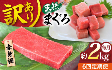 【全6回定期便】【訳あり】天然 まぐろ 赤身（約2kg） わけあり ワケあり 鮪 マグロ 魚 刺身 まぐろ あかみ 横須賀【横須賀商工会議所 おもてなしギフト事務局（本まぐろ直売所 横須賀本店）】 [AKAK060]