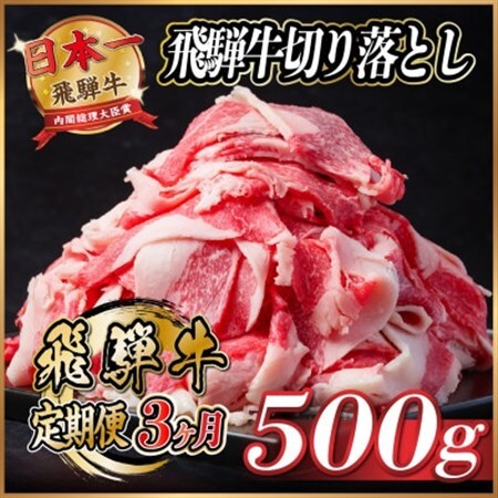 【毎月定期便】飛騨牛　切り落とし　約500g【冷蔵便】全3回_肉  牛肉   定期便 定期便  _【配送不可地域：離島】【4055013】