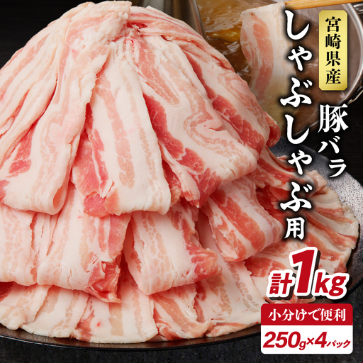 宮崎県産豚バラしゃぶしゃぶ用(計1kg) 肉 豚 豚肉 おかず 国産_T009-0136