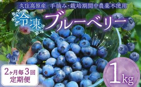 【2ヶ月毎3回 定期便】大分県久住高原産 『手摘みブルーベリー』 冷凍ブルーベリー 1kg 計3kg 【2025年7月下旬より順次発送開始予定】