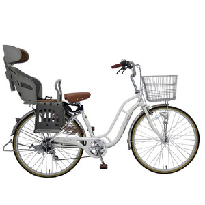ヱビス自転車 子供乗せ自転車 26インチ ポニーテール266R シマノ製外装6段変速 電動なし(シマノ製ローラーブレーキ LEDオートライト)[本体ホワイト/子乗せグレージュ