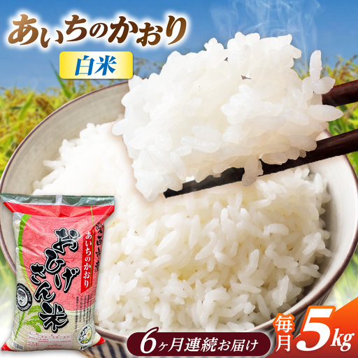 【6回定期便】あいちのかおり 白米 5kg×6か月 / 脇野コンバイン[AECP005]