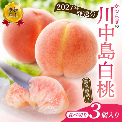 桃 白桃 【秀品】川中島白桃 　3個入らり 【2027年7月下旬から8月下旬順次発送】【KG16】【BK016-kgr012】
