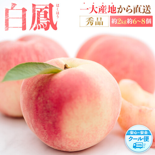 先行販売！［モモ］ 白鳳　桃の王様！約2kg6～8個 ［2027年6月下旬頃より順次発送］［秀品］こだわり農家厳選 ［KG12］
