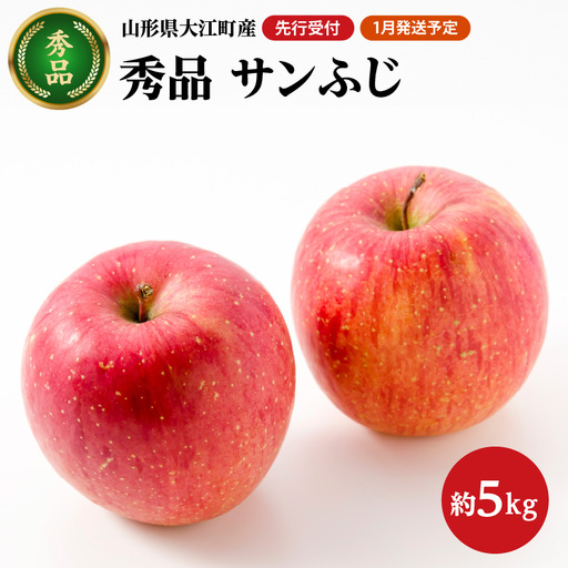 [先行受付][2027年1月発送予定] サンふじ約5kg・秀品[大江町産・山形りんご・大地農産] 028-026