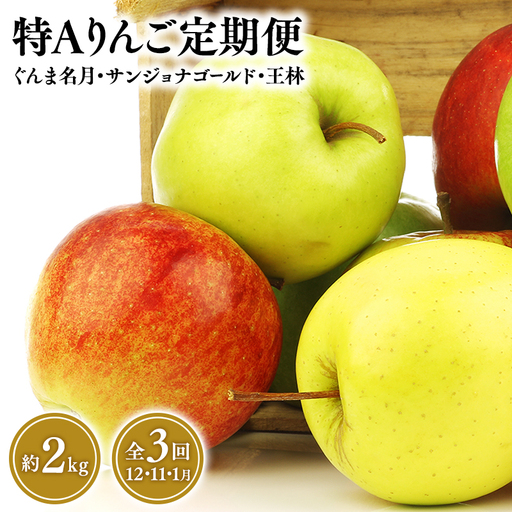 11月〜発送 りんご定期便3回 ぐんま名月・サンジョナゴールド・王林(各約2kg)[hi-0001-030]