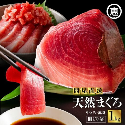 とにかくまぐろの質に自信あり ！ 問屋直送 ！ 天然 三崎まぐろ 1kg 中トロ 赤身 M020-011 冷凍 マグロ 【 まぐろ専門の卸問屋です 】