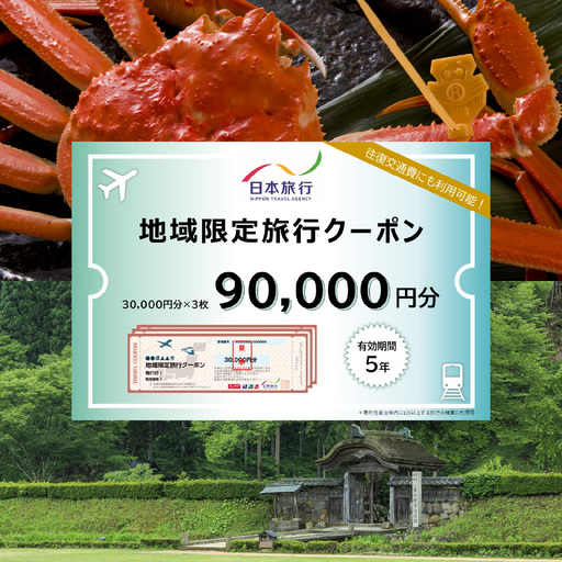 【福井県福井市】日本旅行 地域限定旅行クーポン【90,000円分】[P-158004]