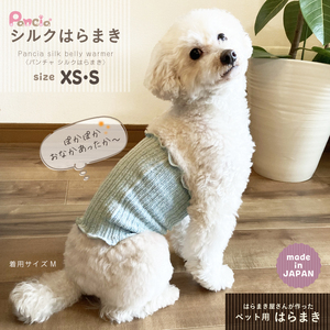 日本製 pancia シルク 腹巻 Sサイズ 【ベージュ＋サックス】 犬用 ／ はらまき 保温 まちづくり観光振興機構 ドッグウェア ペット服 ペット腹巻 冷え防止 ドッグシャツ 奈良県 田原本町