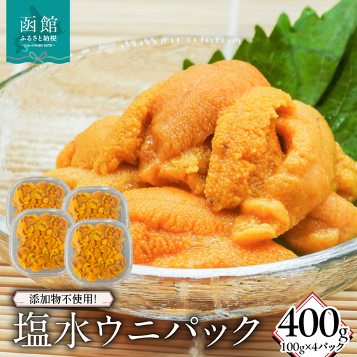 添加物不使用！塩水ウニパック 400g（100g×4） うに 海鮮 北海道 函館市 ふるさと納税 お取り寄せ 送料無料_HD149-021