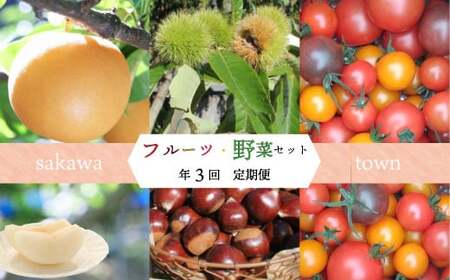 [ふるさと納税][佐川町産フルーツ・野菜 定期便(年3回)]高知県 佐川町 トマト 梨 和梨 栗 夢甘栗 果物 お申込みの翌期の果物(野菜)から発送 フレッシュ 旬 生栗 ミニトマト 高糖度 フルティカ トマトミックス