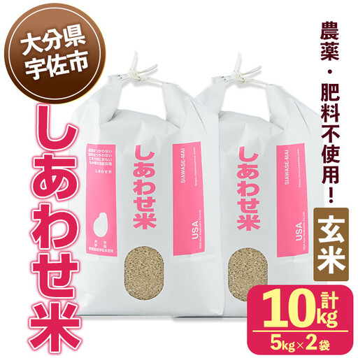＜先行予約受付中！2026年11月上旬以降順次発送予定＞＜令和8年産＞しあわせ米 玄米(計10kg・5kg×2袋) お米 10キロ 常温 常温保存 【101000602】【宇佐本百姓】