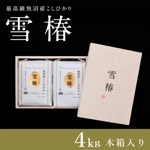 【令和8年産】 魚沼産コシヒカリ 雪椿 2kg×2袋 木箱入り 特別栽培米 ギフト用 | 魚沼 津南町