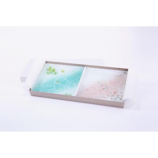 そめゆら　お皿ペアセット　【桜と楓の流水】