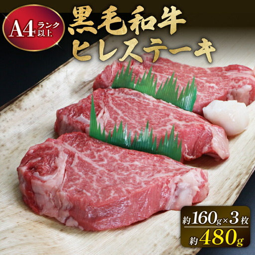 大和牛ヒレステーキ用 160g×3枚 大和牛専門店 一 ステーキ ヒレ ヘレ 黒毛和牛 和牛 牛肉 31-001