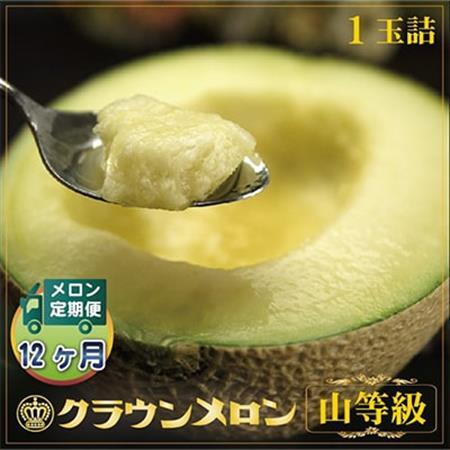【毎月定期便】クラウンメロン (山等級) 1玉 静岡県産 高級マスクメロン 【1年中お届け】全12回【配送不可地域：離島・北海道・沖縄県】【4012746】