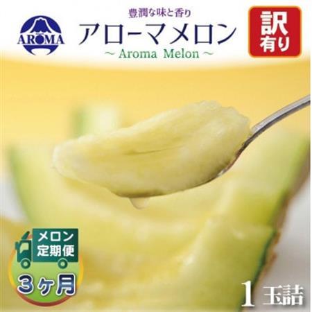 【毎月定期便】【訳あり】アローマメロン 1玉 全3回【配送不可地域：離島・北海道・沖縄県】【4013170】