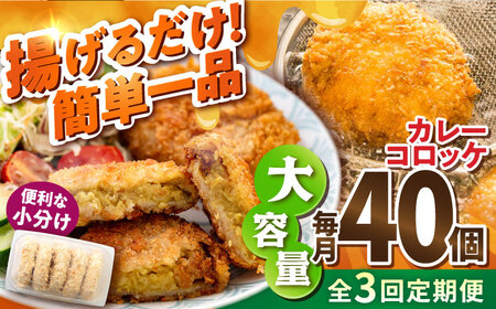 【全3回定期便】カレーコロッケ 40個 3.4kg ころっけ 冷凍 揚げ物 惣菜 コロッケ 横須賀 弁当 かれー カレー【有限会社丸伸商事】 [AKFH027]