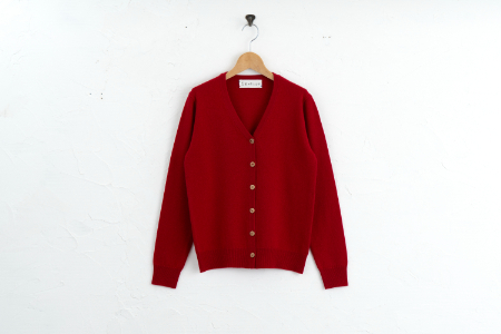 カシミヤ カーディガン度詰 カシミヤ（レッド ）女性用サイズ:S(36)≪白田のカシミヤ≫ 