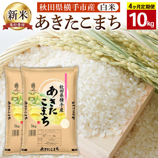 【令和8年産新米受付】【白米】《定期便4ヶ月》横手市産 あきたこまち 10kg(5kg×2袋)×4回 計40kg