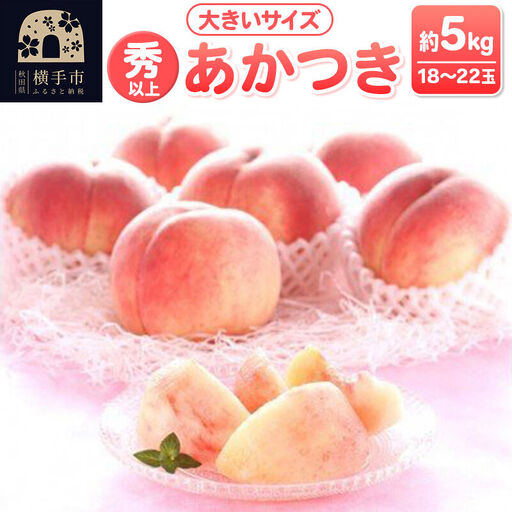 【先行受付】8月上旬より発送 横手市増田産の桃 あかつき 約5kg 秀以上 18～22玉 大きいサイズ
