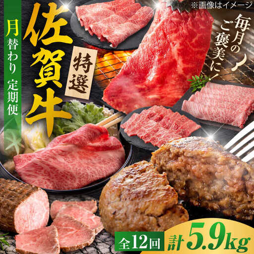 【全12回定期便】＜30万コース＞特選佐賀牛 月替わりバラエティパック 計5.9kg 株式会社弥川/吉野ヶ里町[FCV005]