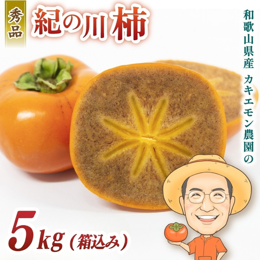柿 カキエモン農園の紀の川柿 約5kg 18個前後 【2026年10月中旬～11月下旬頃順次発送】【BX001-kkem001A】