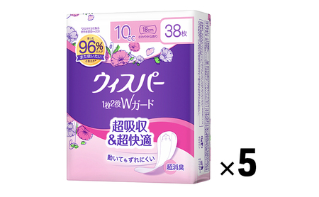 ウィスパー 1枚2役Wガード さわやかな香り ウィスパー【10cc 18cm 38枚×5パック】