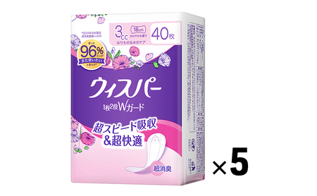ウィスパー 1枚2役Wガード さわやかな香り ウィスパー【3cc 18cm 40枚×5パック】