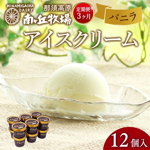 【定期便3ヵ月】南ヶ丘牧場 アイスクリーム バニラ 12個入 ｜ スイーツ アイス 高級アイス 乳牛 乳製品 ジェラート 人気 おすすめ 冷凍 那須 栃木県 那須町〔P-262〕