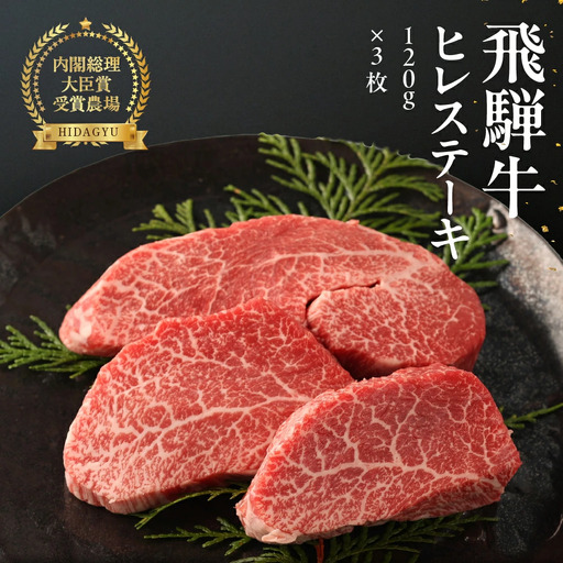 年末発送[2026年12月21日〜27日発送]飛騨牛ヒレステーキ 120g×3枚 [22-18nt]