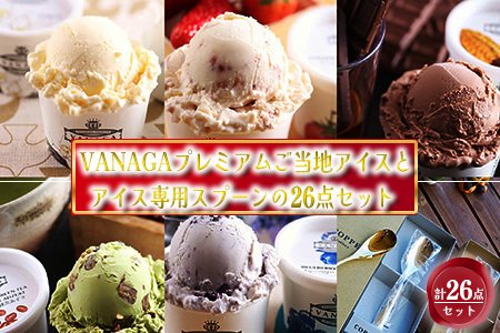 アイス ご当地アイス24個とアイス専用スプーン(ゴールド2本)の26点セット [AICN004]