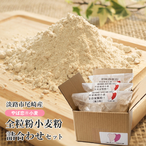 淡路市尾崎産　全粒粉小麦粉 詰合わせセット（やば恋(登録商標)小麦）